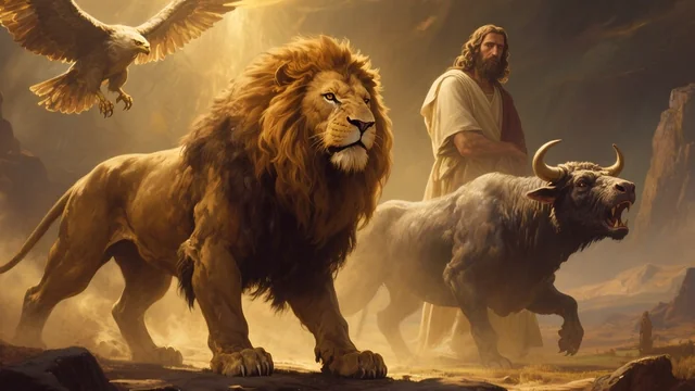 Illustration for Rev 4:7: The Gospels of the Throne-Room!