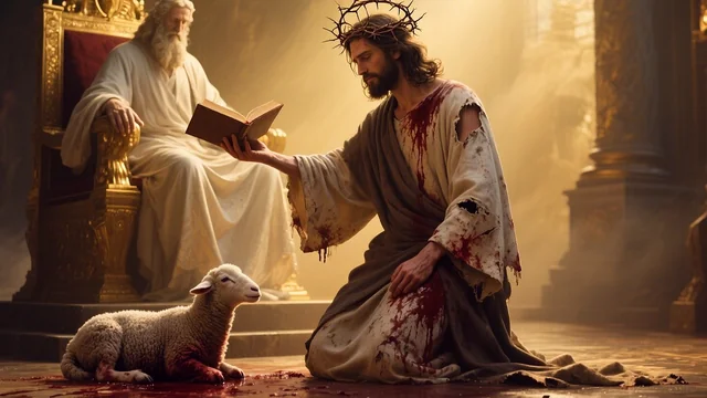 Illustration for Rev 5:7: Lamb took the Judgement!