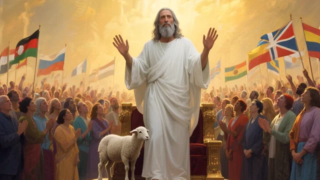 Illustration for Rev 7:9: The Saints Worship!
