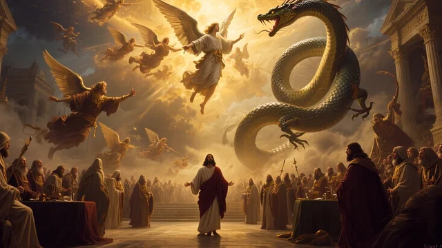 Illustration for Rev 12:7: Good vs Evil!
