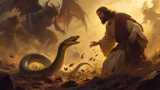 Illustration for Rev 12:9: Cast into Earth!