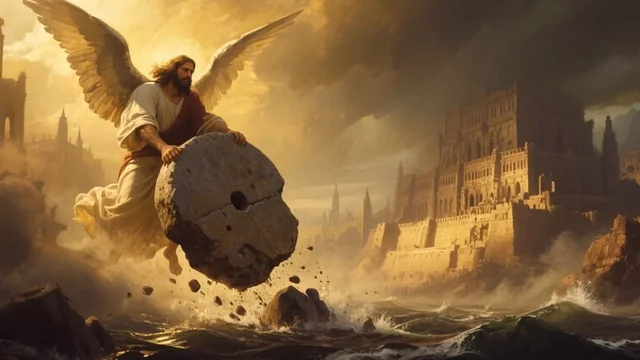 Illustration for Rev 18:21: Jesus Rock of Ages!
